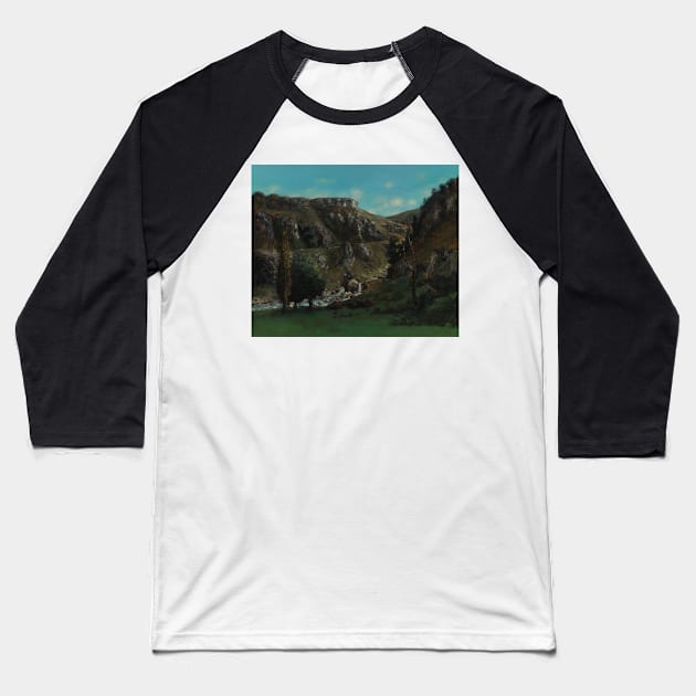 The Laloue Valley near Mouthiers-Haute-Pierre by Gustave Courbet Baseball T-Shirt by Classic Art Stall